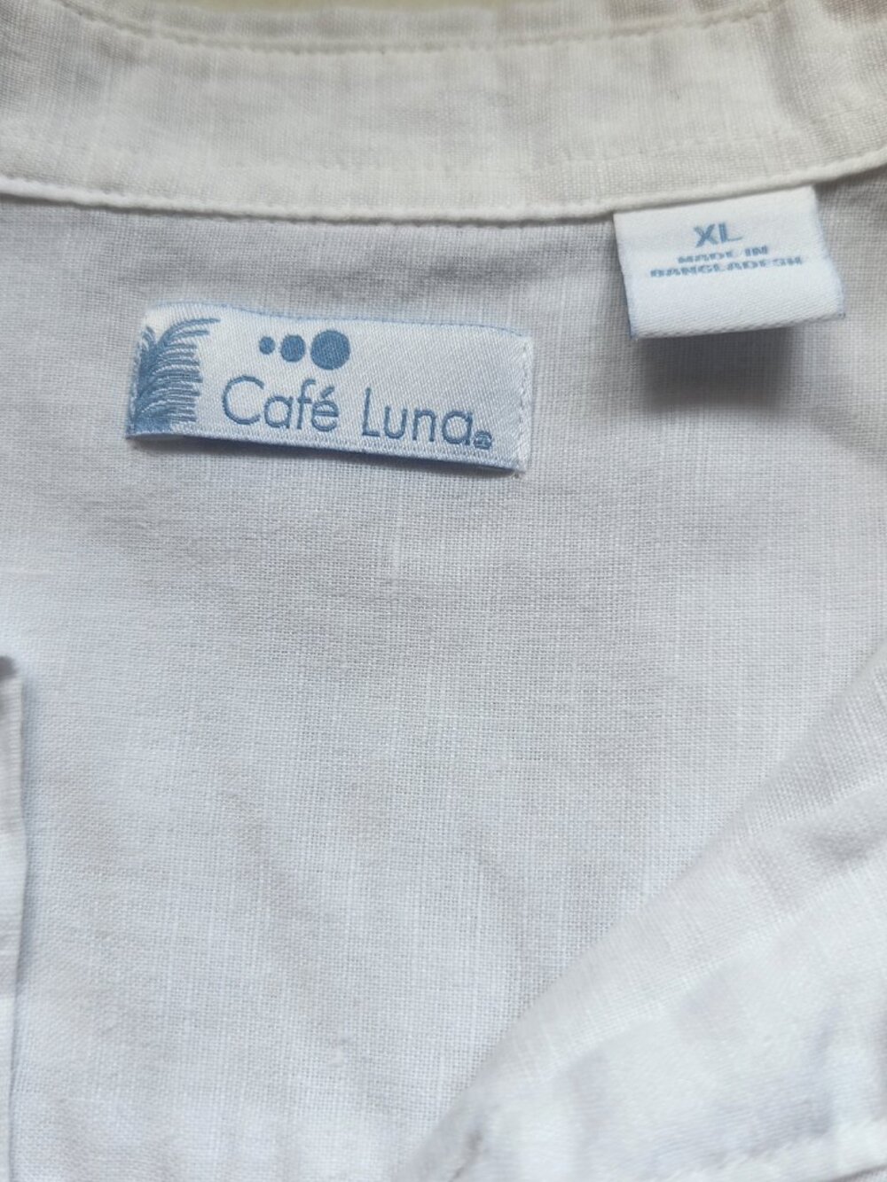 Cafe Luna Shirt Men's XL White Linen Blend Button Up Short Sleeve - Picture 13 of 16